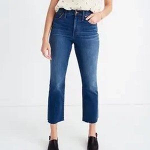 Madewell Cropped Mid-Wash Cali Demi-Boot Raw Hem Jeans Size 26